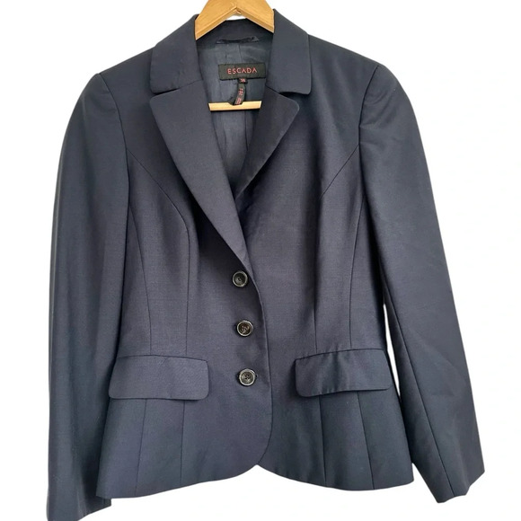 Vintage ESCADA Navy 100% Virgin Wool Blazer - Picture 9 of 16
